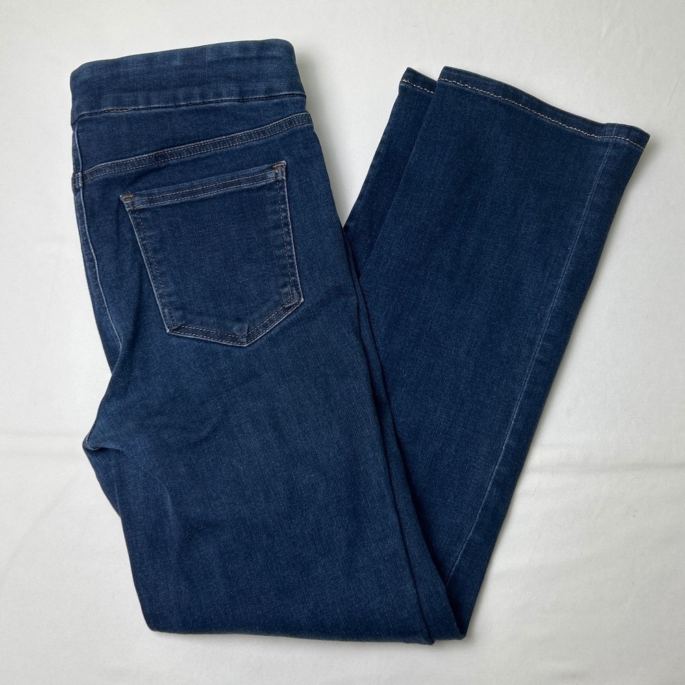 Chico's Women Pull On Slim Boot Stretch Denim Jeans Size 0.5/6 Dark Wash Blue